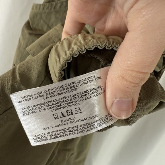 Eddie Bauer Cargo Shorts Men's Large Brown Cargo Belted Snap Zip 8" Inseam - Picture 7 of 9